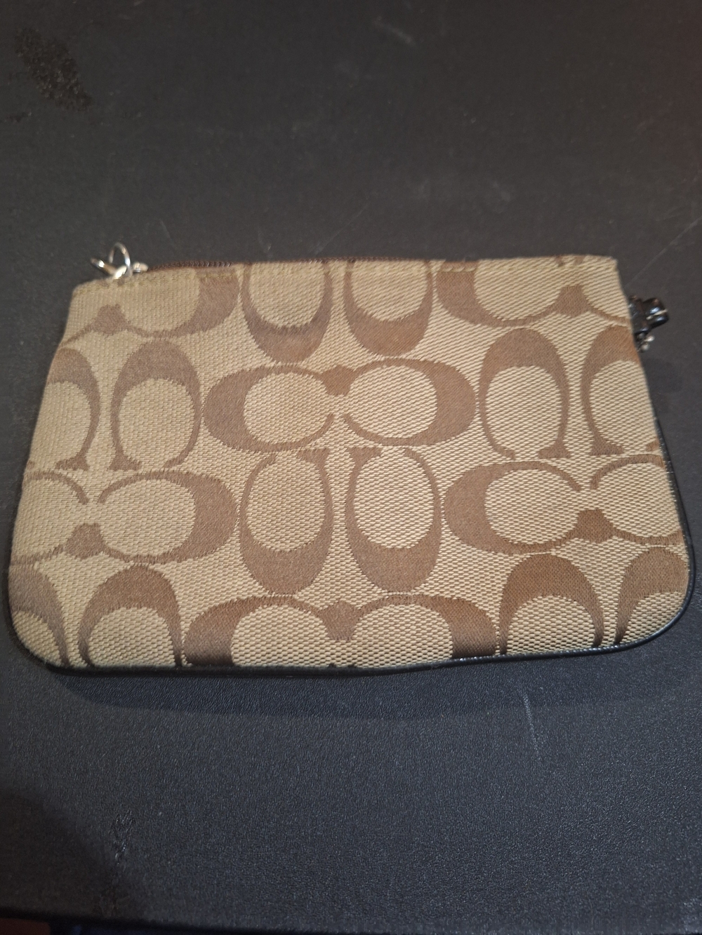 Coach Signature Canvas Wristlet in Brown/Tan